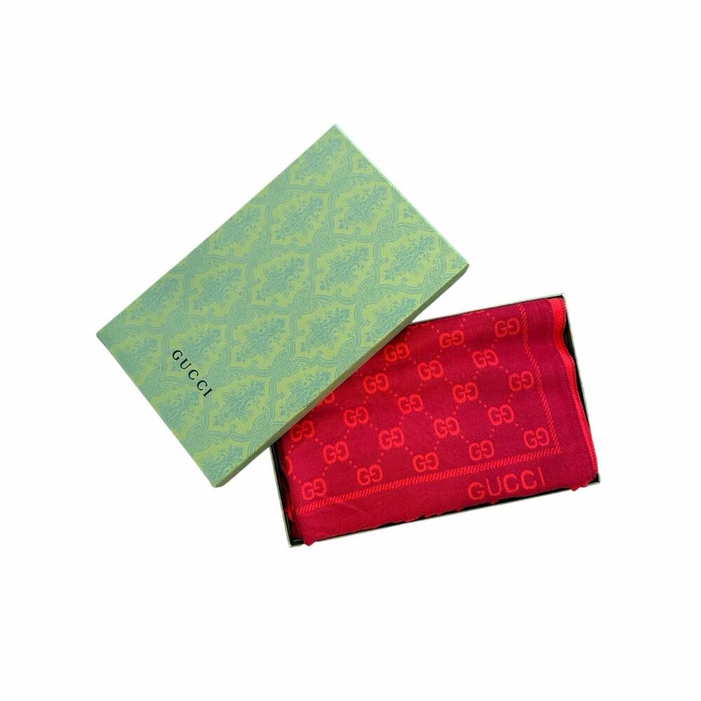 Gucci GG fringed red scarf red